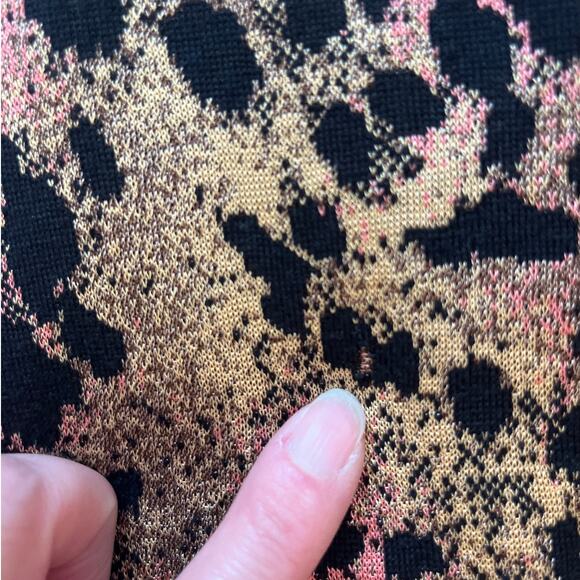 St. John Collection Santana Knit Leopard Print Sweater Coat Size 12 Old Money - Picture 8 of 10